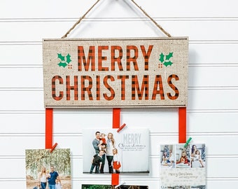 Holiday Card Display - Christmas Card Holder - Christmas Card Display ***LIMITED QUANTITIES*** Merry Christmas (plaid)