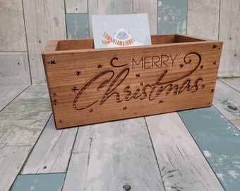 Merry Christmas card display. Christmas card box  Christmas card holder